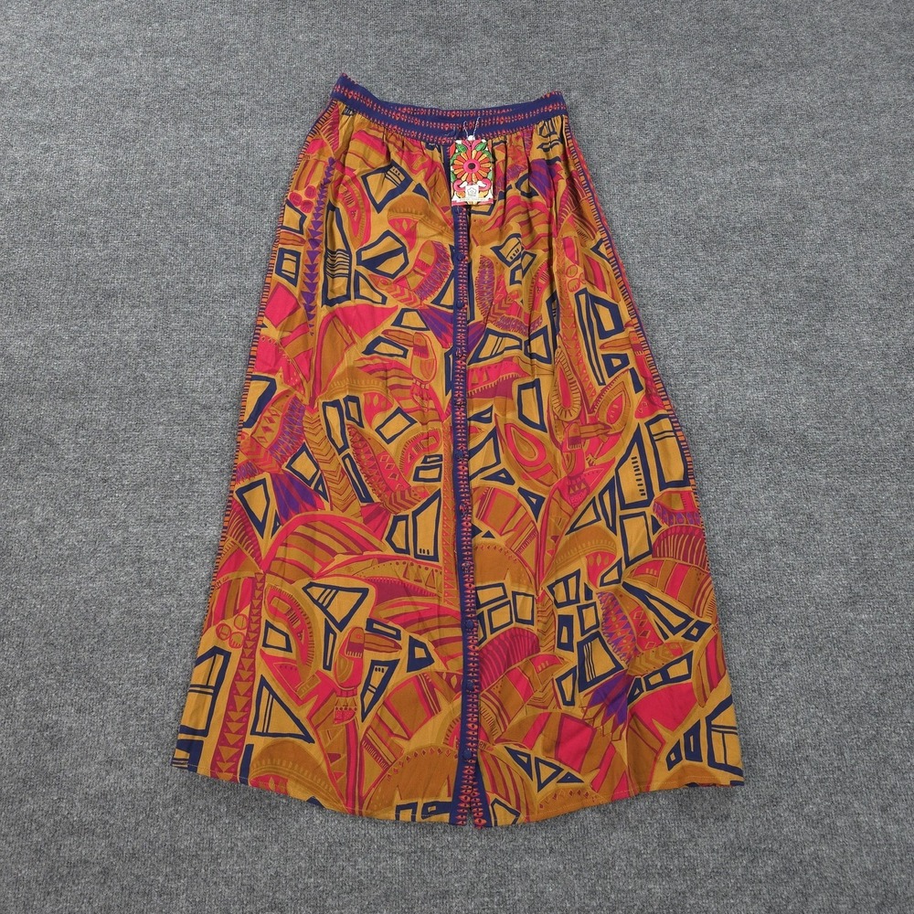 FARM Rio‎ Skirt Womens Small Multicolor Geometric Tropical Maxi Rayon Boho NEW